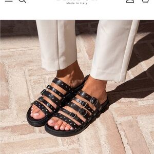 Eurotop & Brador Black Marissa Studded Sandal 38 NIB